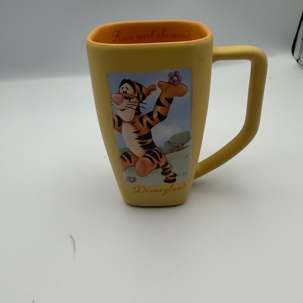 Disney Parks Disneyland Tigger Square Coffee Mug Yellow Run With The Wind